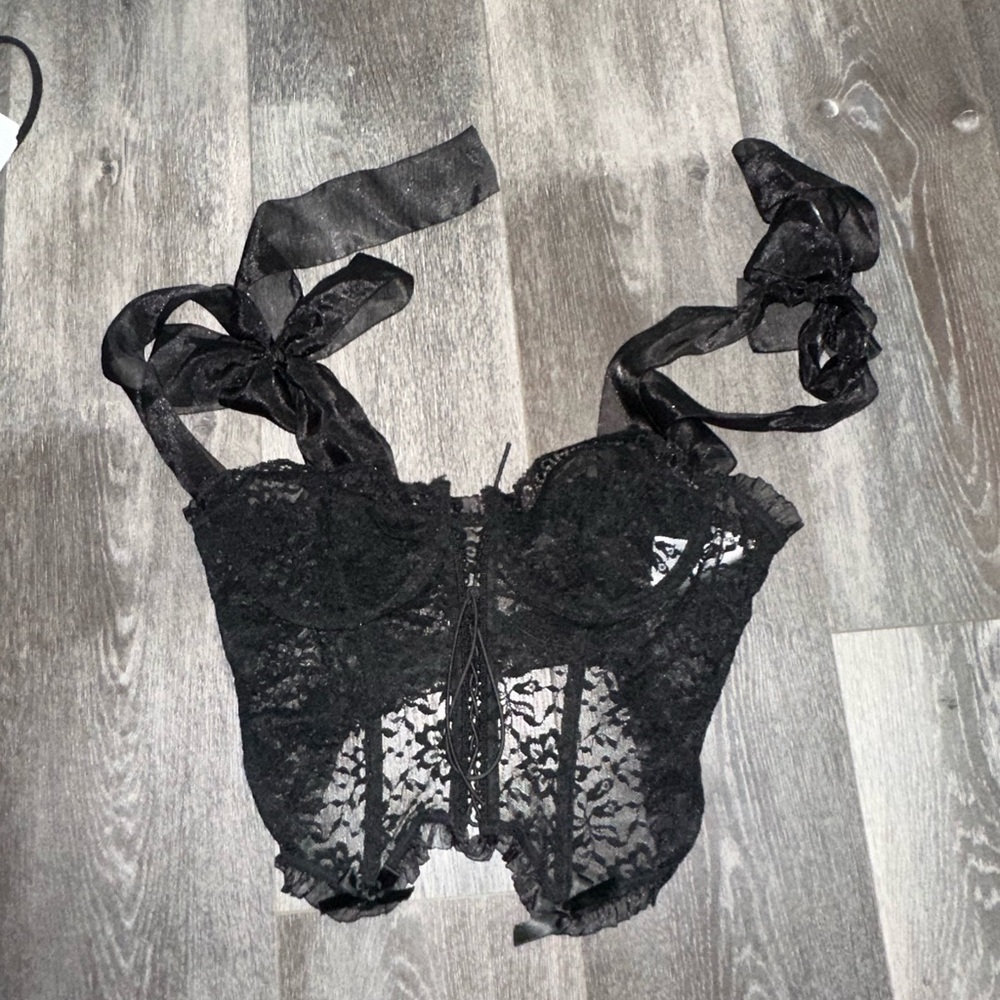 Elegant Black Lace Corset Top
